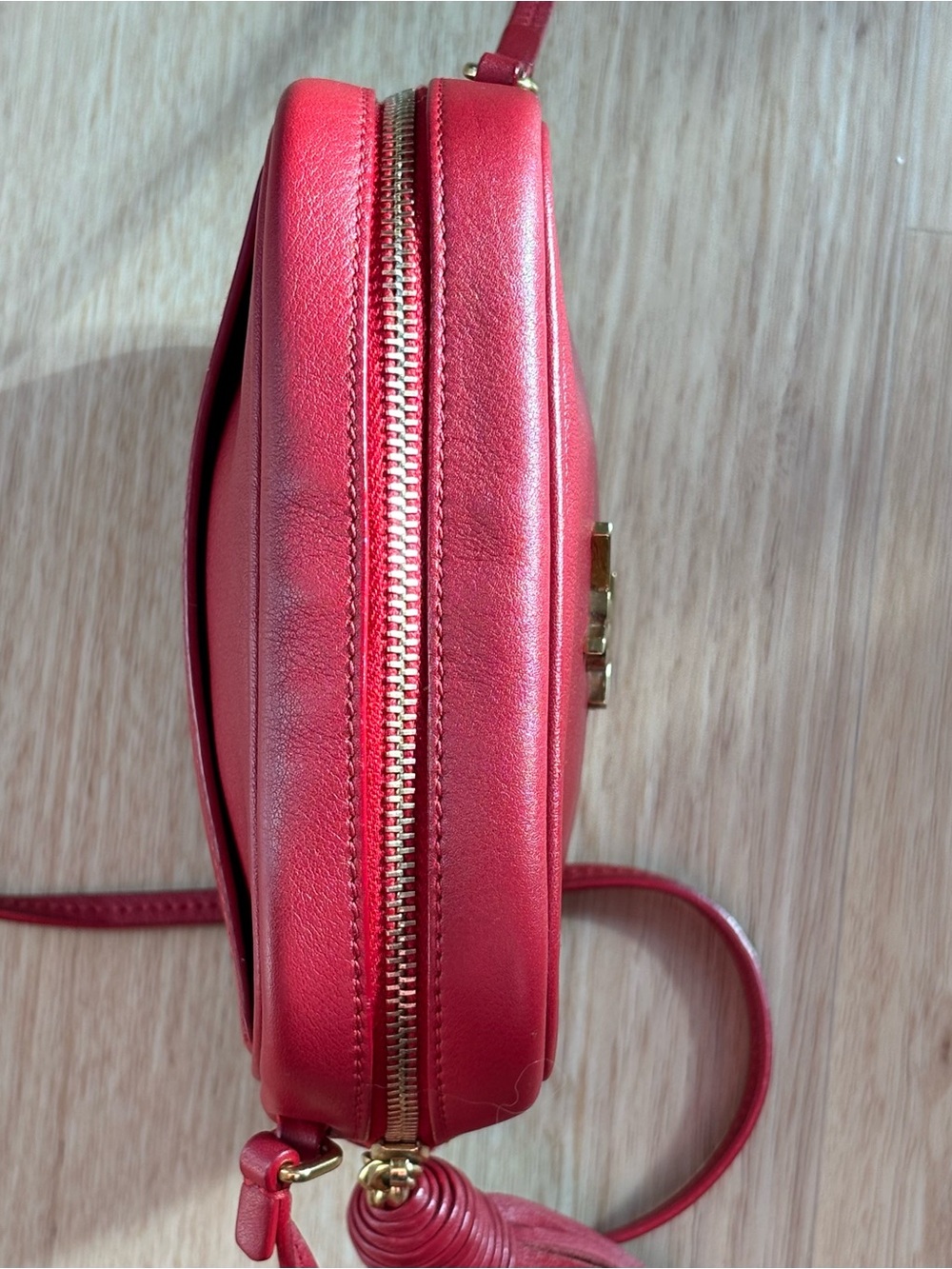 YSL Saint Laurent Monogram Blogger Bag with Tassel - Rouge Eros (Red/Cherry Red) - Picture 6 of 10